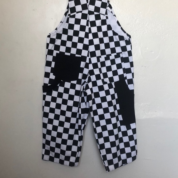 Retro checkerboard pattern jumpsuit overalls - Picture 4 of 7